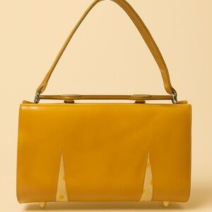1960s Vintage Mustard Yellow Leather Handbag